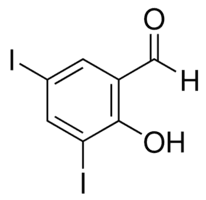 3,5-Diiodosalicylaldehyde — chemical structure, CAS 2631-77-8; Chemical Synthesis, fine chemical supplied by Tech Serve Solutions