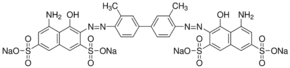 Trypan Blue (C34H24N6O14S4Na4) — chemical structure, CAS 72-57-1; Cell Biology, fine chemical supplied by Tech Serve Solutions
